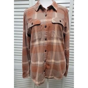 Patagonia Women Midweight Cotton Long Sleeve Fjord Flannel Shirt Brown Medium